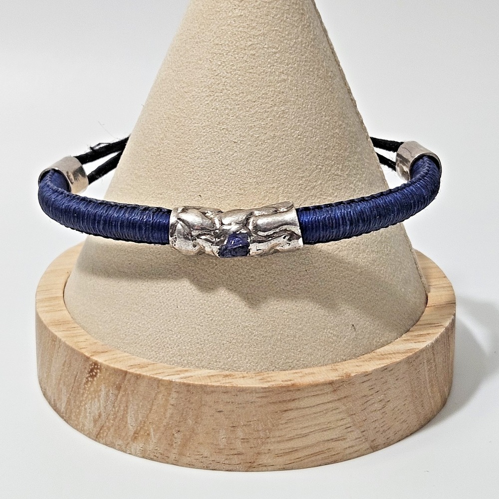 Uru Tanzanite Sterling Silver Bracelet Rope Blue Blace Adjustable